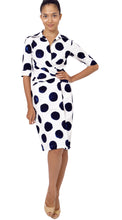 3/4 Sleeve | Tuscani Dots | White Indigo | Front-1 | Dress By Samantha Sung