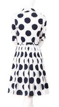 1/2 Sleeve | Tuscani Dots | White Indigo | Back| Shirt Dress By Samantha Sung