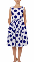 Sleeveless | Tuscani Dots | White Indigo | Front | Dress By Samantha Sung