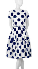 Short Sleeve | Tuscani Dots | White Indigo | Front | Dress By Samantha Sung
