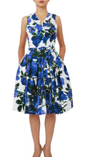 Sleeveless | Valentine Rose Bright | White Cobalt Blue | Front | Dress By Samantha Sung