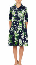 1/2 Sleeve | White Blossom | Indigo White | Front | Shirt Dress By Samantha Sung