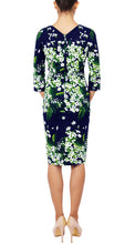 3/4 Sleeve | White Blossom | Indigo White | Back | Dress By Samantha Sung
