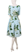 1/2 Sleeve | White Blossom | Soft Blue White | Back | Dress By Samantha Sung