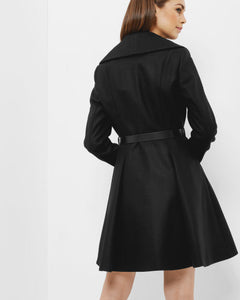 Flared skirt wool coat