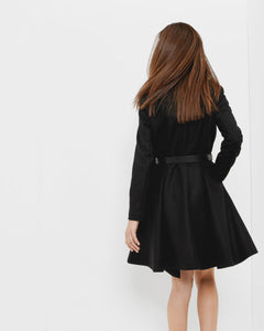 Flared skirt wool coat